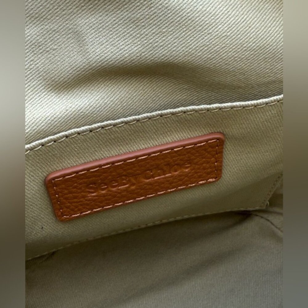 🆕 SEE BY CHLOE 🧿 NWT Vicki Bucket Bag, Caramello Leather & Suede - Picture 12 of 16